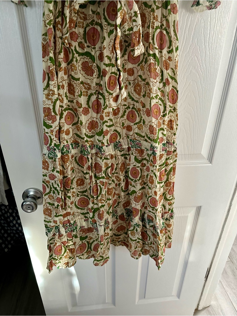 Zara Cream Midi Dress with Brown & Green Floral Print - Picture 3 of 7